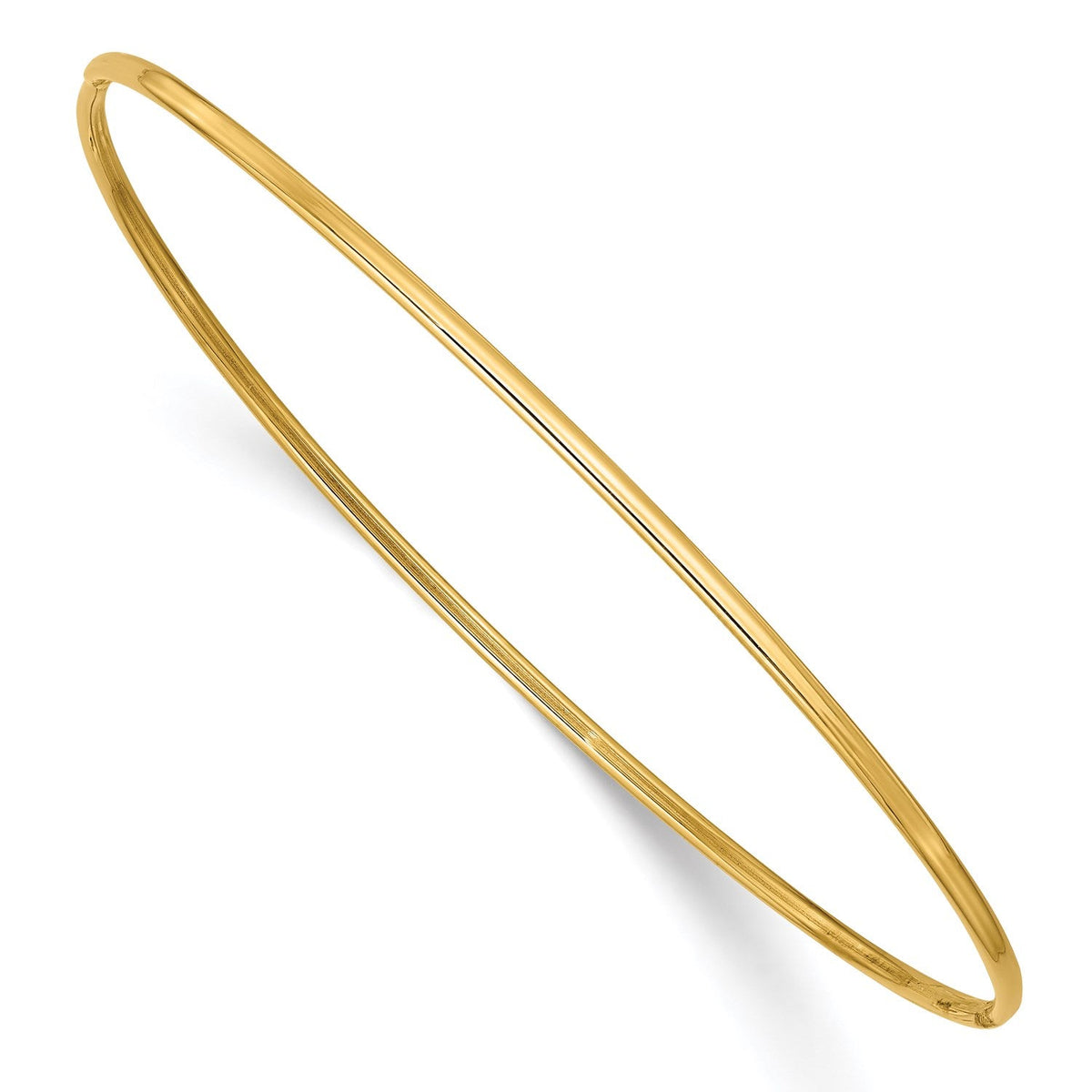 14k Gold 1.5mm High Polished Slip - on Bangle Bracelet, 8 Inches - JewelryAffairs