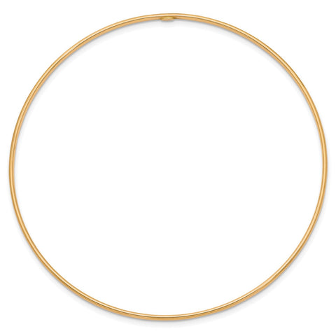 14k Gold 1.5mm High Polished Slip-on Bangle Bracelet, 8 Inches