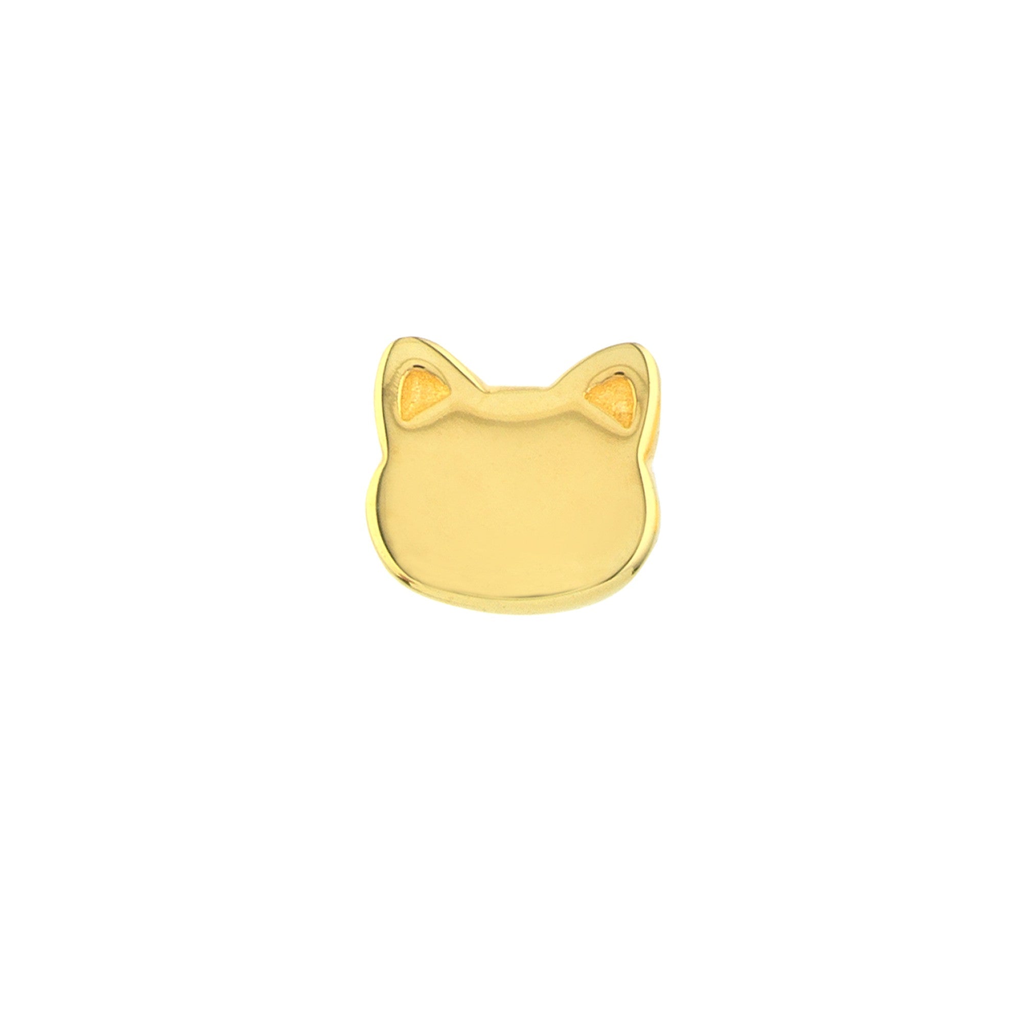 14k Gold Cat Stud Figure Earrings, 10mm - JewelryAffairs
