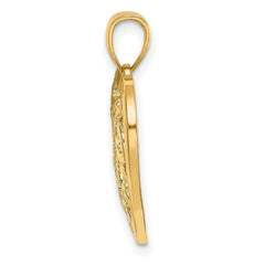 14K Gold Diamond Cut Heart Pattern With Heart Charms, 23x20mm - JewelryAffairs