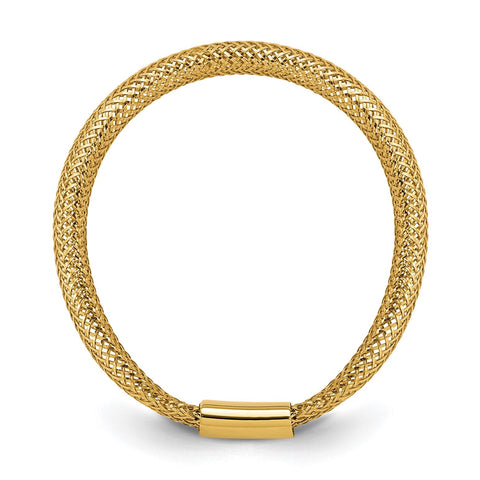 14K Gold High Polished Mesh Stretch Adjustable Band Ring