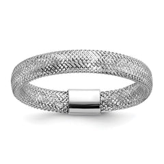 14K Gold High Polished Mesh Stretch Adjustable Band Ring - JewelryAffairs