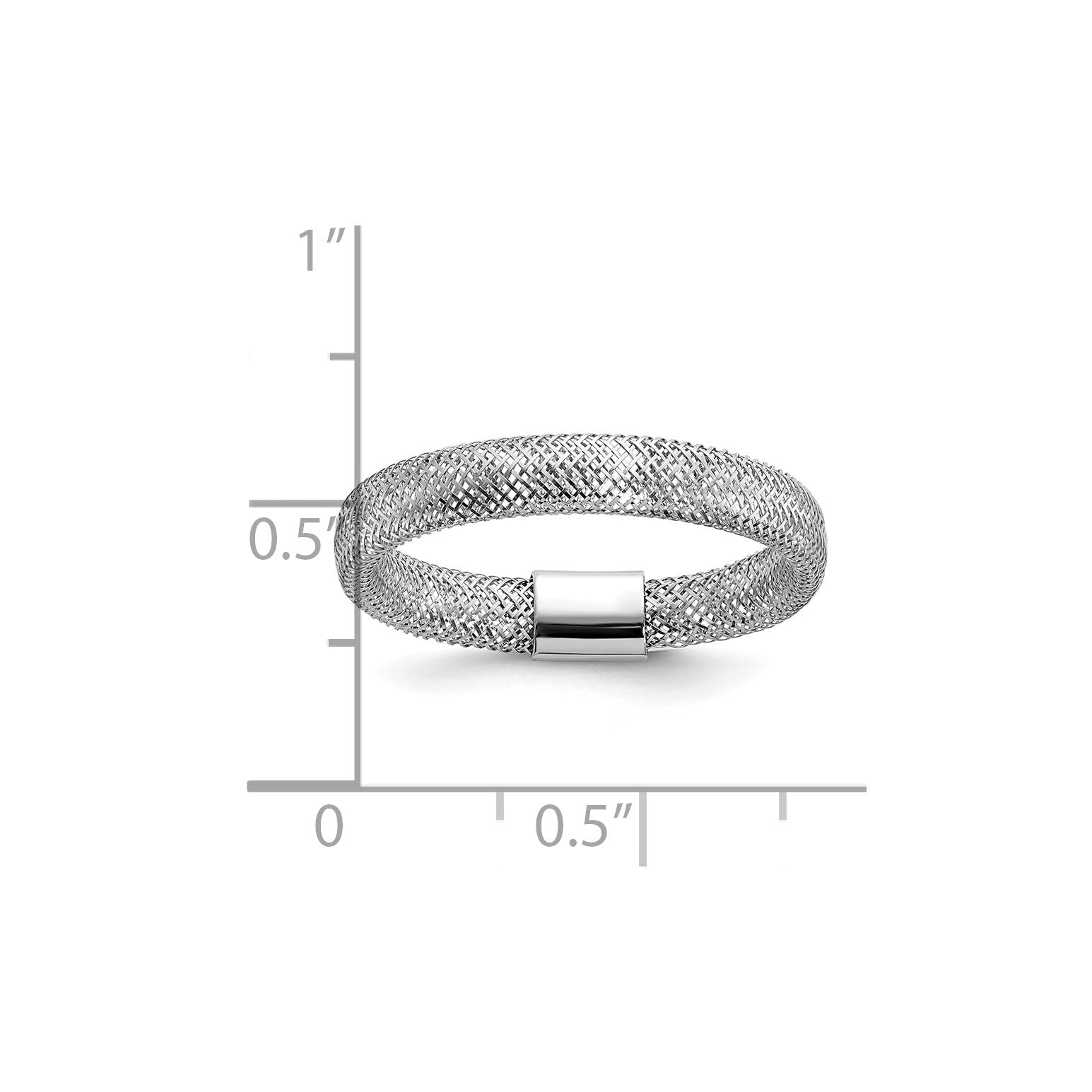 14K Gold High Polished Mesh Stretch Adjustable Band Ring - JewelryAffairs