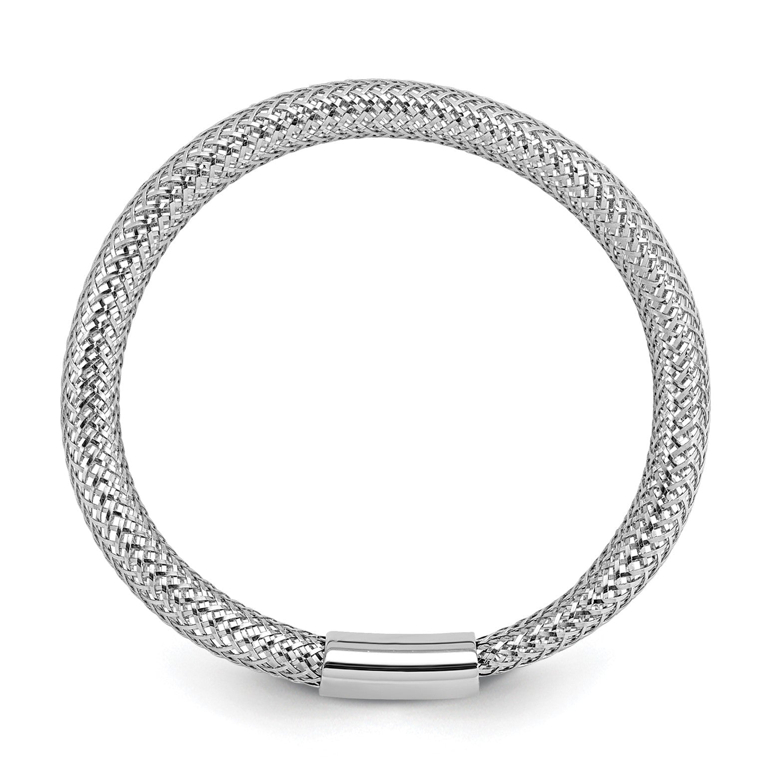 14K Gold High Polished Mesh Stretch Adjustable Band Ring - JewelryAffairs