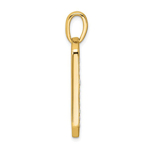 14k Gold Lab Grown Diamond Men's Cross Dog Tag Pendant