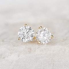 14k Gold Round VS/SI GH Lab Grown Diamond 3 Prong Martini Stud Post Earrings - JewelryAffairs