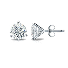 14k Gold Round VS/SI GH Lab Grown Diamond 3 Prong Martini Stud Post Earrings - JewelryAffairs