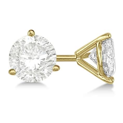 14k Gold Round VS/SI GH Lab Grown Diamond 3 Prong Martini Stud Post Earrings - JewelryAffairs