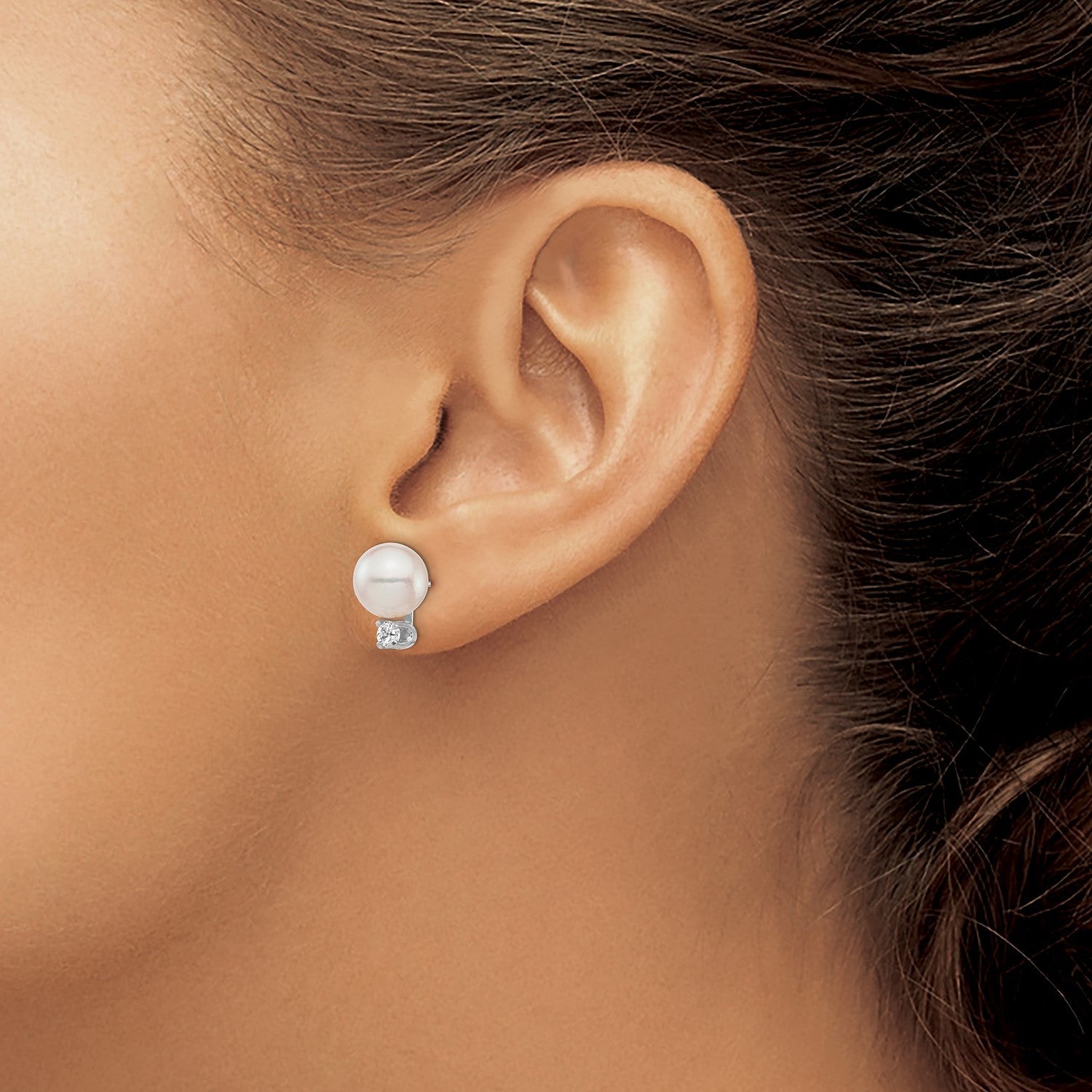 14k Gold Saltwater Akoya Pearl and Diamond Post Stud Earrings - JewelryAffairs