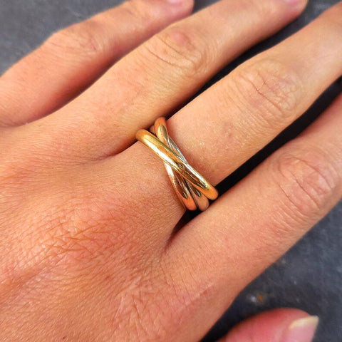 14K Gold Trinity Tri-Color Rolling Ring