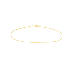 14k Gold Wheat 1.05mm Diamond Cut Chain Anklet, 10"