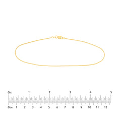 14k Gold Wheat 1.05mm Diamond Cut Chain Anklet, 10"