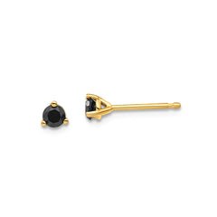 14k Real Gold .25ct Black Diamond Stud Earrings - JewelryAffairs