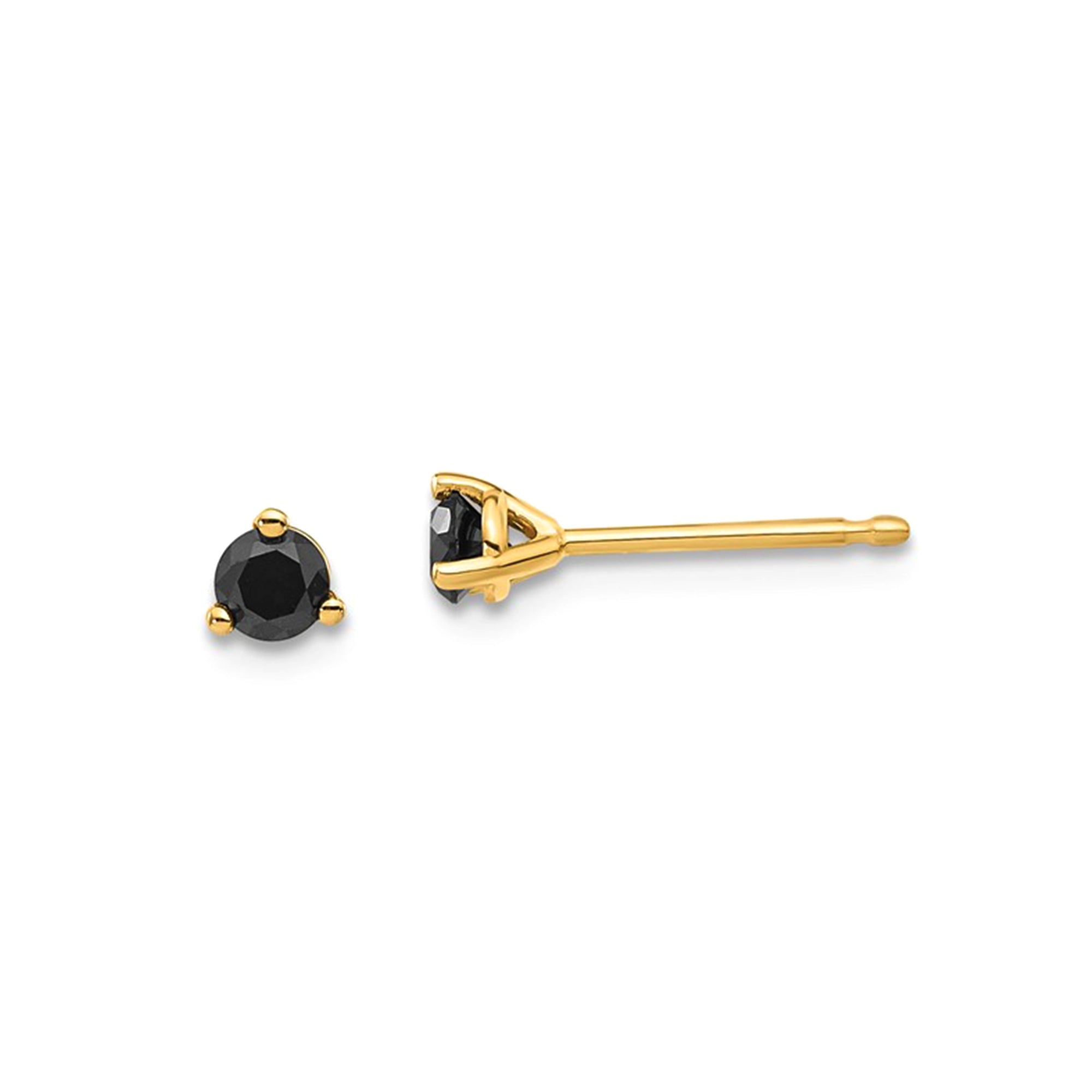 14k Real Gold .25ct Black Diamond Stud Earrings - JewelryAffairs