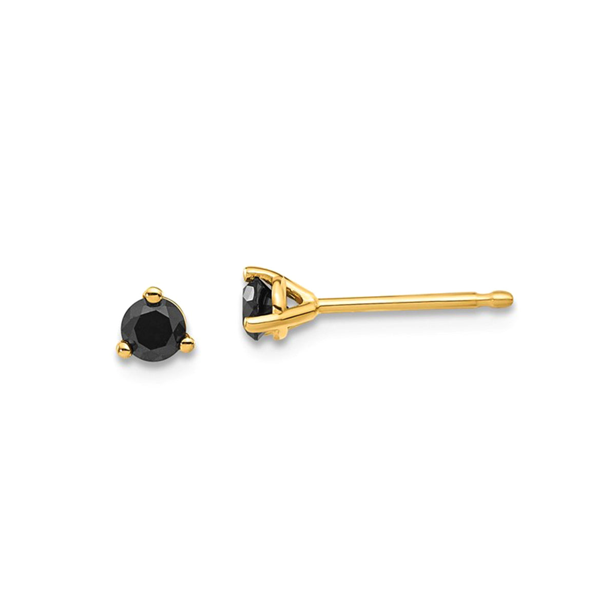 14k Real Gold .25ct Black Diamond Stud Earrings - JewelryAffairs