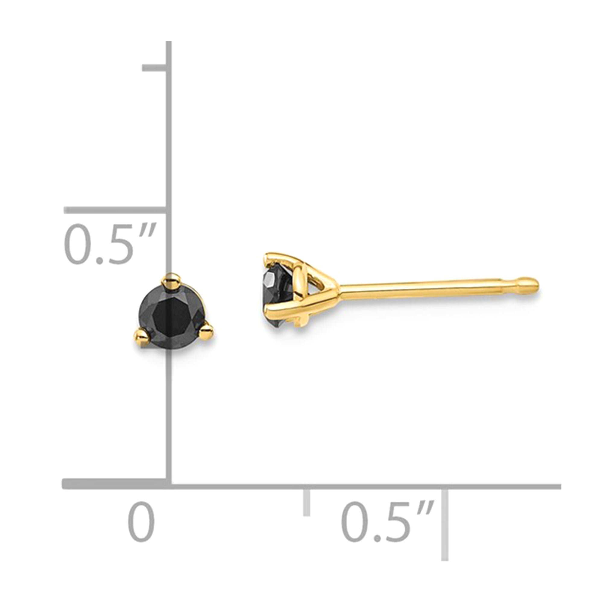 14k Real Gold .25ct Black Diamond Stud Earrings - JewelryAffairs