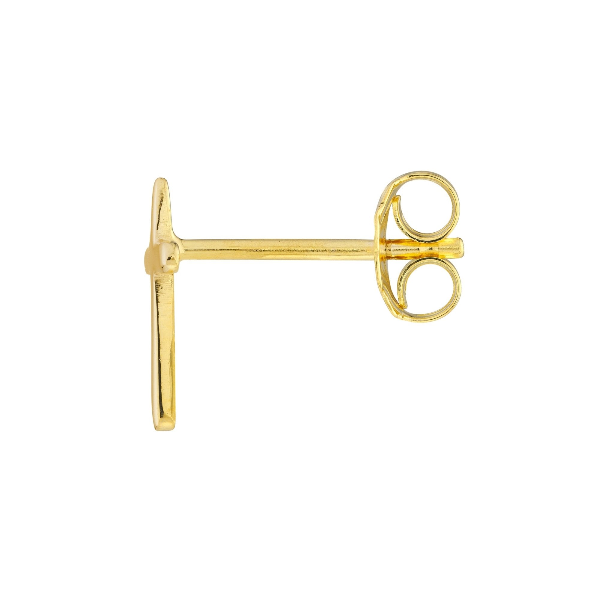 14K Real Gold Cross Design Stud Earrings 10mm