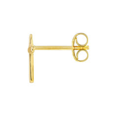14K Real Gold Cross Design Stud Earrings 10mm