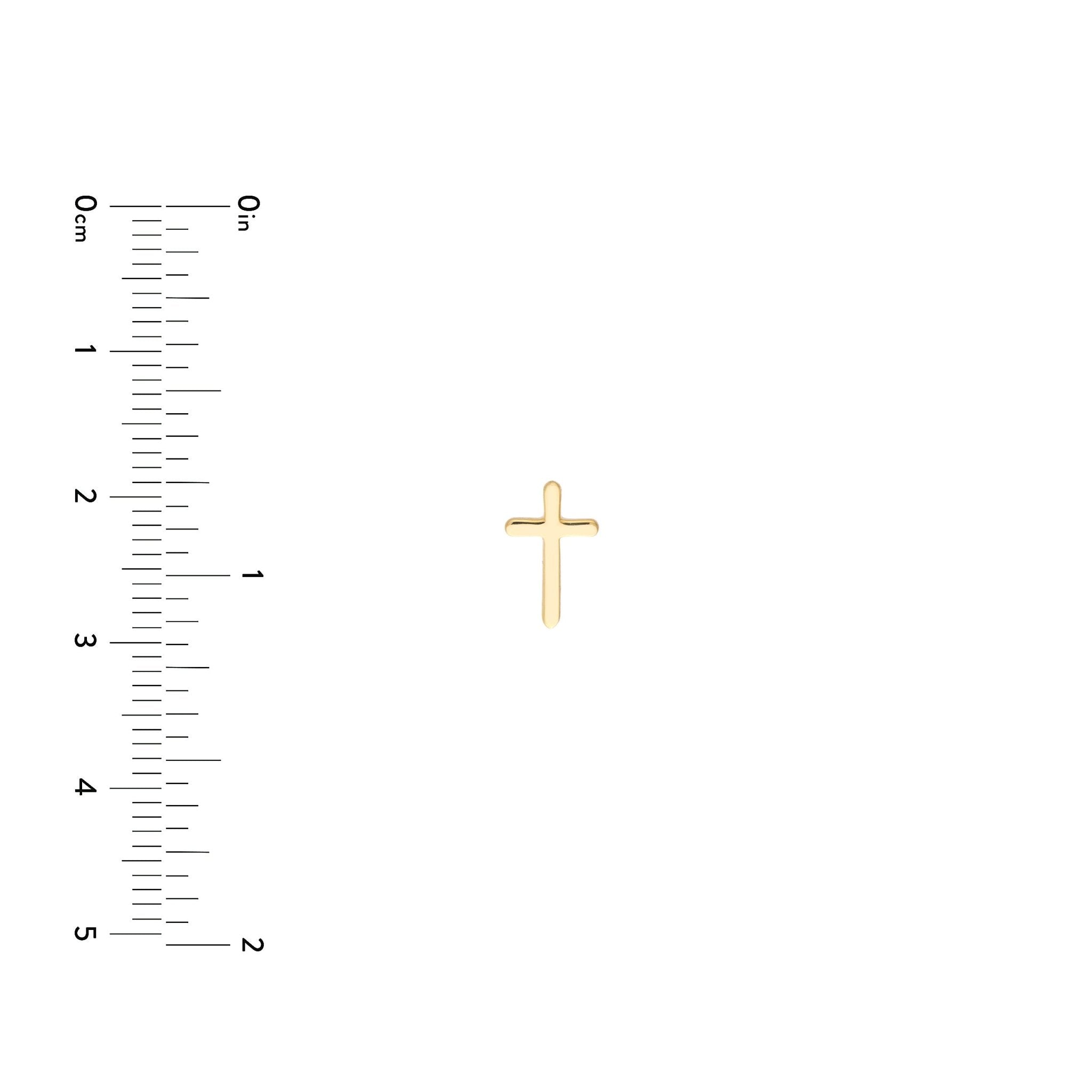 14K Real Gold Cross Design Stud Earrings 10mm
