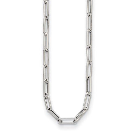 14k Real Gold Flat Paperclip Chain Necklace, 4mm Width