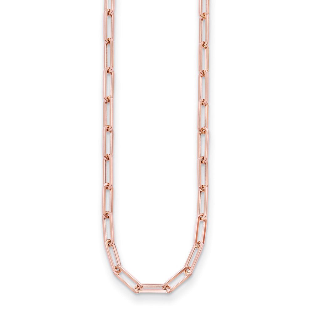 14k Real Gold Flat Paperclip Chain Necklace, 4mm Width - JewelryAffairs