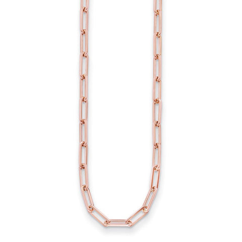 14k Real Gold Flat Paperclip Chain Necklace, 4mm Width