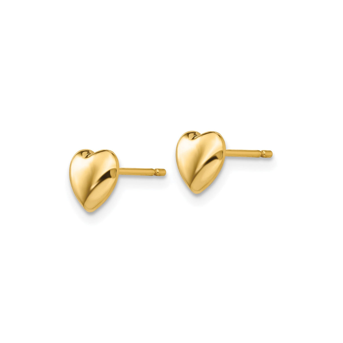 14K Real Gold Heart Shaped Post Stud Earrings, 6mm - JewelryAffairs