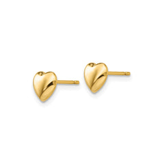 14K Real Gold Heart Shaped Post Stud Earrings, 6mm - JewelryAffairs