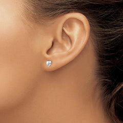 14K Real Gold Heart Shaped Post Stud Earrings, 6mm
