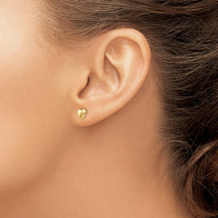 14K Real Gold Heart Shaped Post Stud Earrings, 6mm - JewelryAffairs