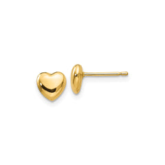 14K Real Gold Heart Shaped Post Stud Earrings, 6mm - JewelryAffairs
