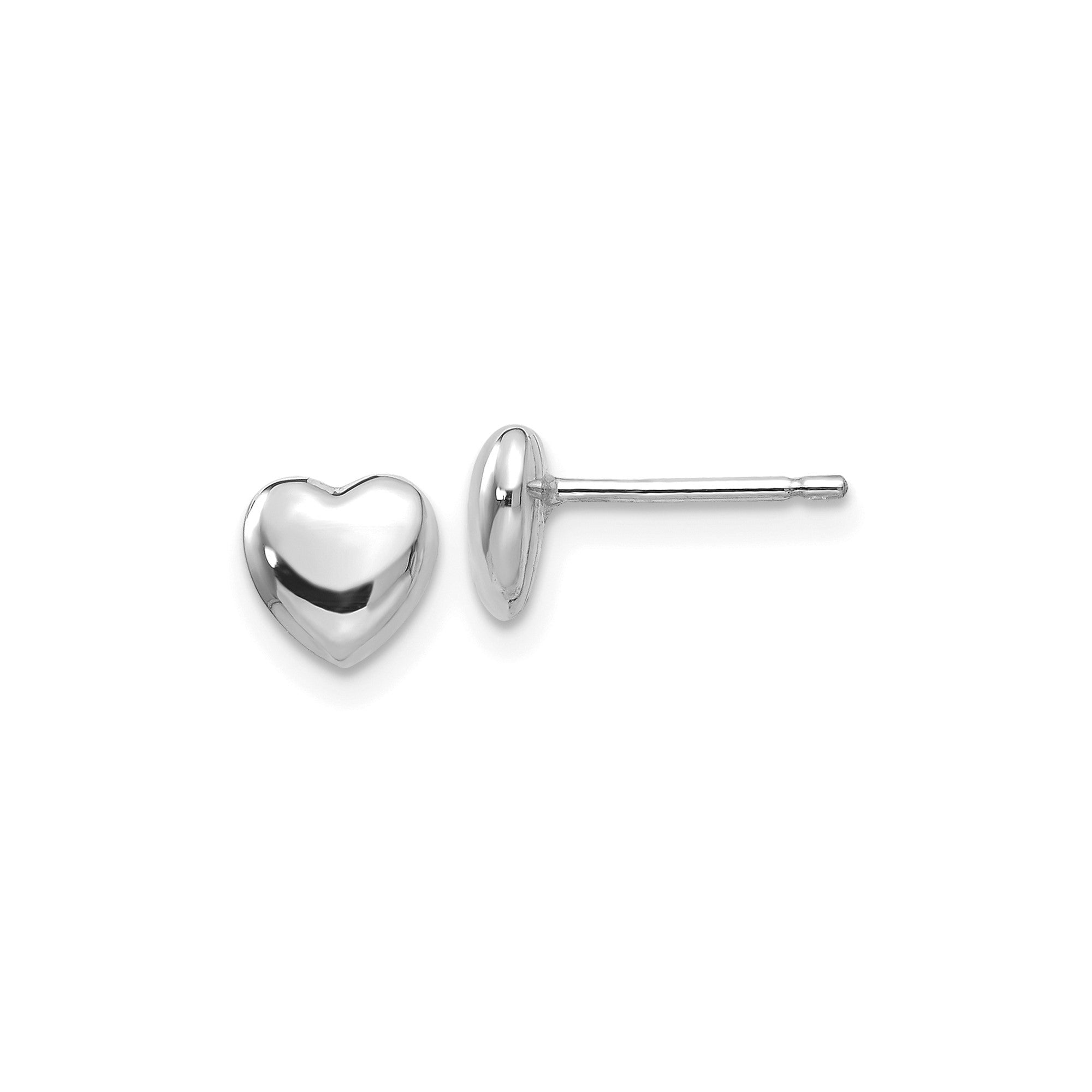 14K Real Gold Heart Shaped Post Stud Earrings, 6mm - JewelryAffairs