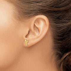 14k Real Gold Hummingbird Stud Earrings, 14mm - JewelryAffairs