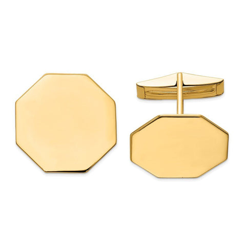 14k Real Gold Men's Octagonal Cuff Links