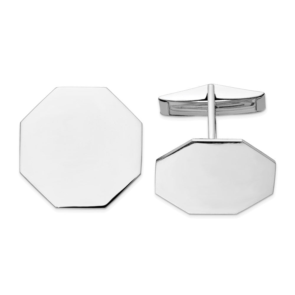 14k Real Gold WG Men's Octagonal Cuff Links - JewelryAffairs