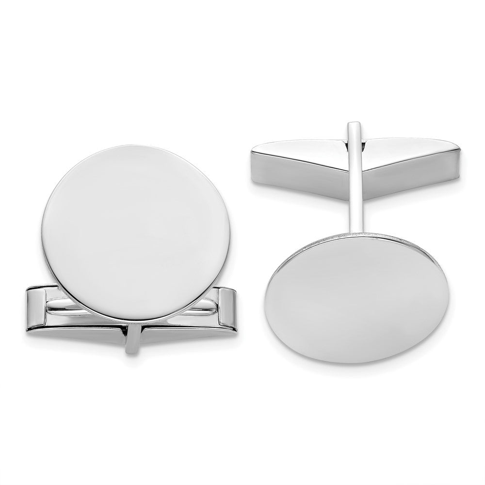 14k Real Gold White Gold Men's Circular Cuff Links - JewelryAffairs