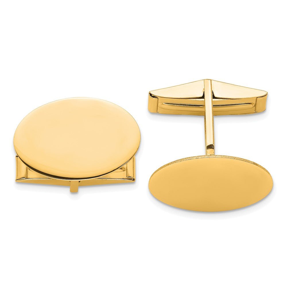14k Real Gold Yellow Gold Men's Oval Cuff Links - JewelryAffairs