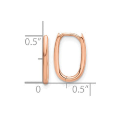 14K Real Rose Gold High Polished Oval Hinged Hoop Earrings, 13mm