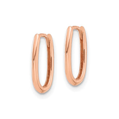 14K Real Rose Gold High Polished Oval Hinged Hoop Earrings, 13mm - JewelryAffairs