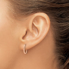 14K Real Rose Gold High Polished Oval Hinged Hoop Earrings, 13mm - JewelryAffairs