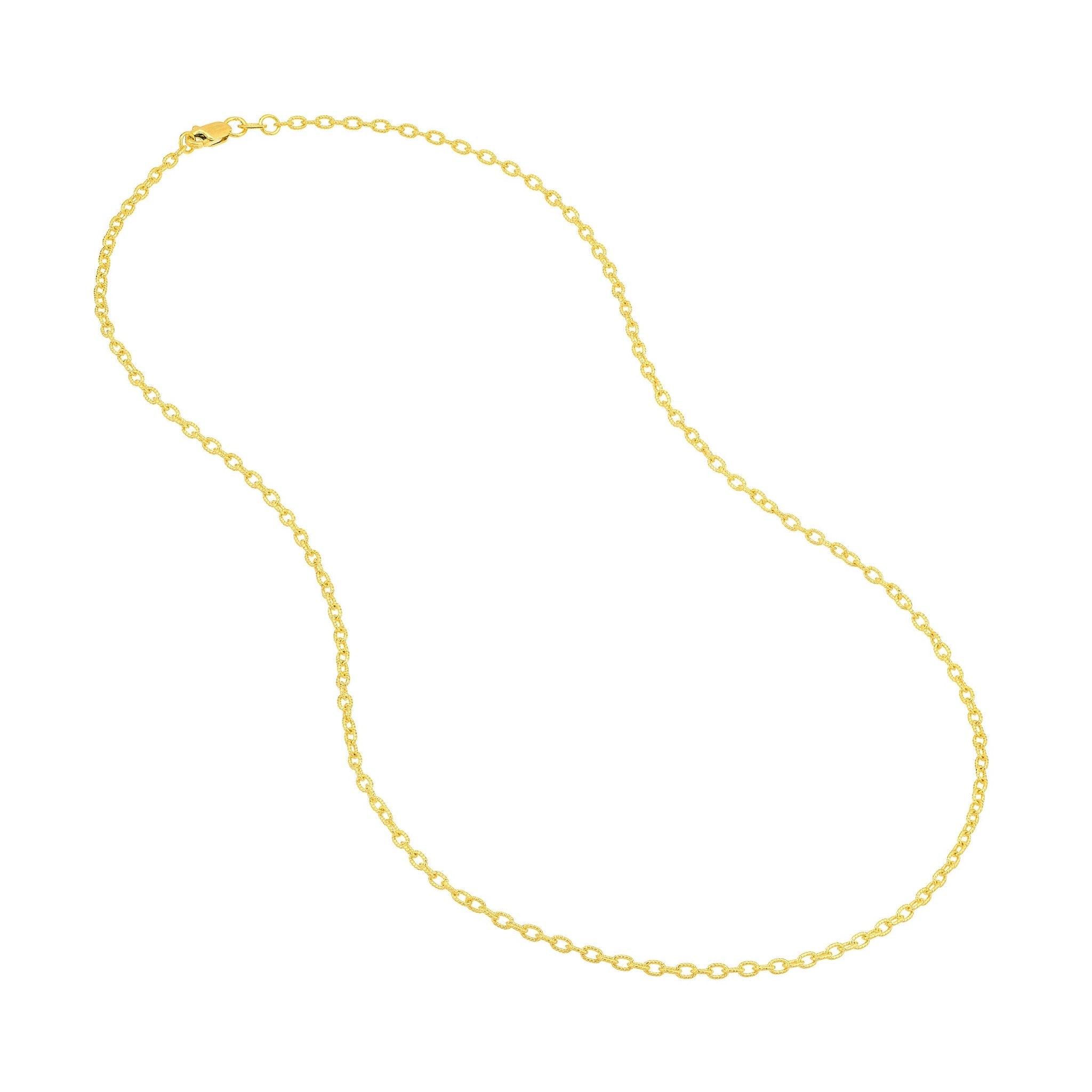 14k Real Solid Gold 1.90mm Rolo Chain Necklace - JewelryAffairs
