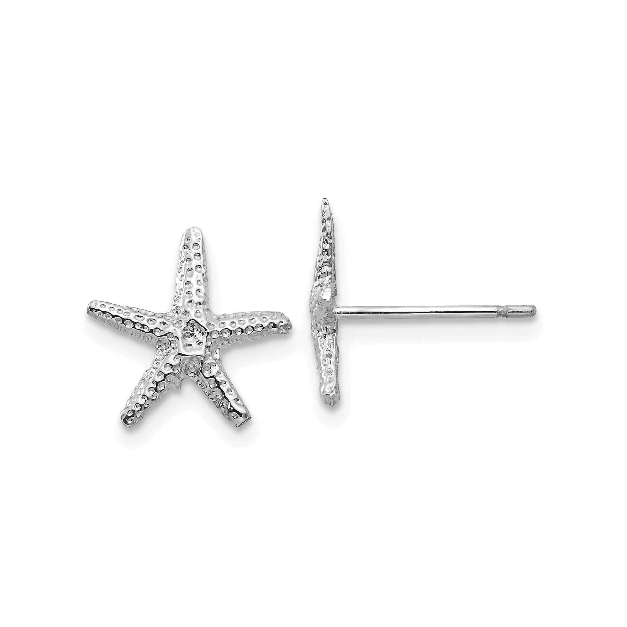 14k Real Solid Gold Starfish Stud Earrings, 11mm - JewelryAffairs