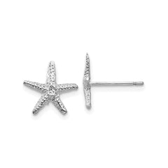 14k Real Solid Gold Starfish Stud Earrings, 11mm - JewelryAffairs