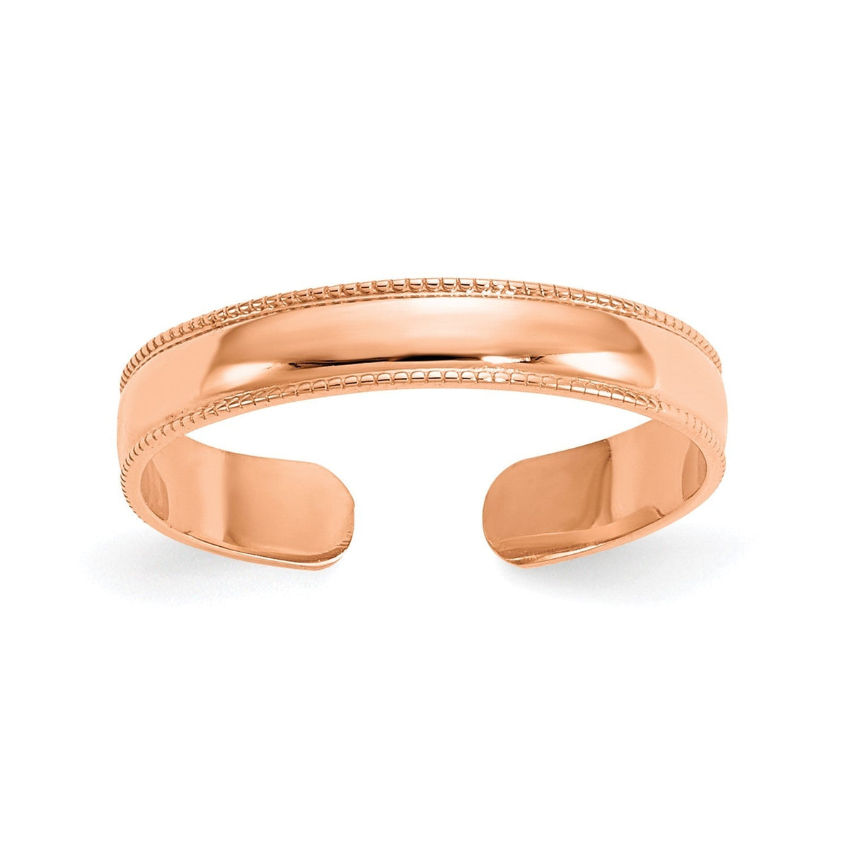 14k Real Solid Rose Gold Mill Grain Style Adjustable Toe Ring - JewelryAffairs