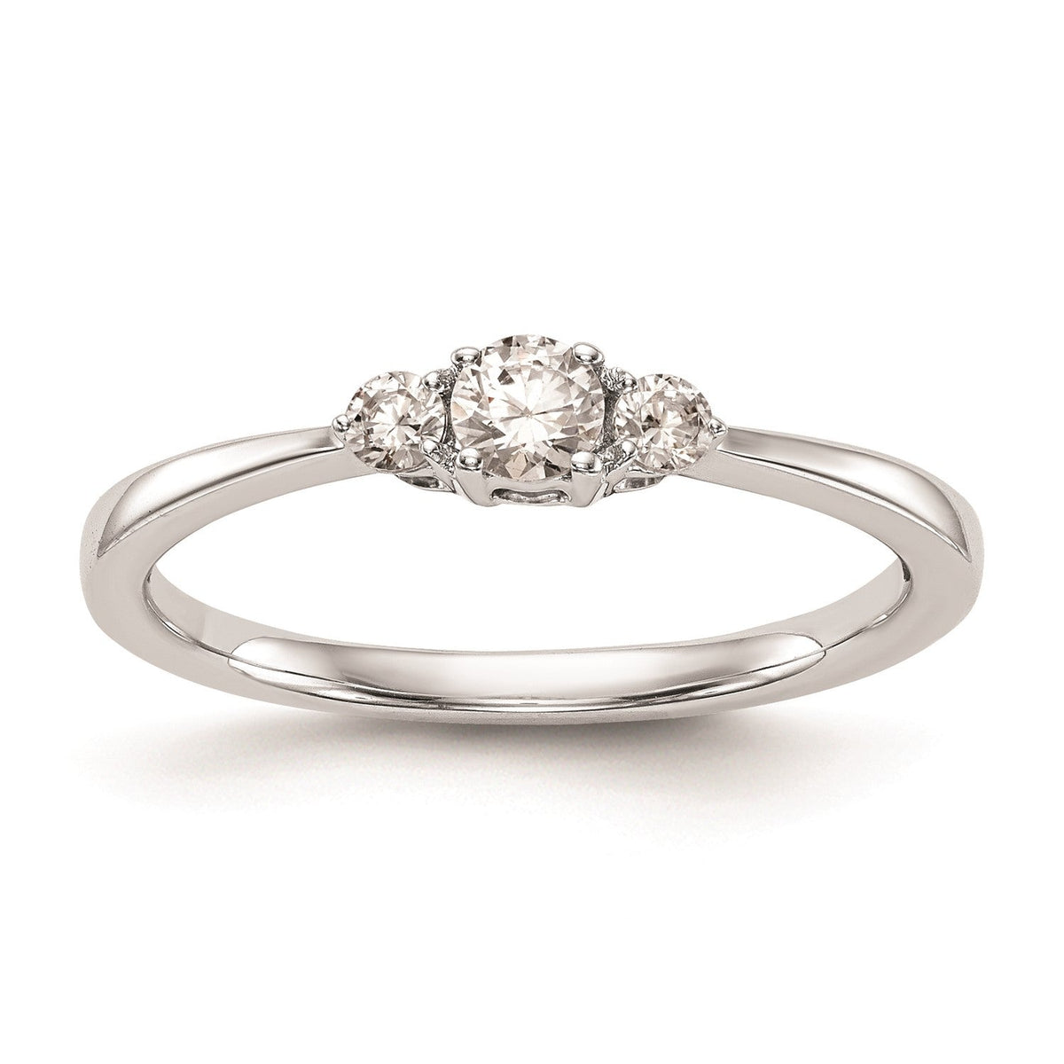 14k Real Solid White Gold 3 Stone 1/4 carat Round Diamond Promise Engagement Ring - JewelryAffairs