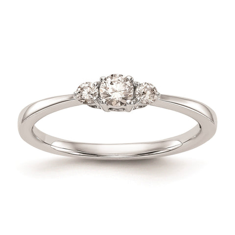 14k Real Solid White Gold 3 Stone 1/4 carat Round Diamond Promise Engagement Ring