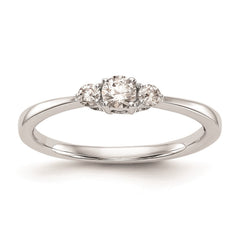 14k Real Solid White Gold 3 Stone 1/4 carat Round Diamond Promise Engagement Ring - JewelryAffairs