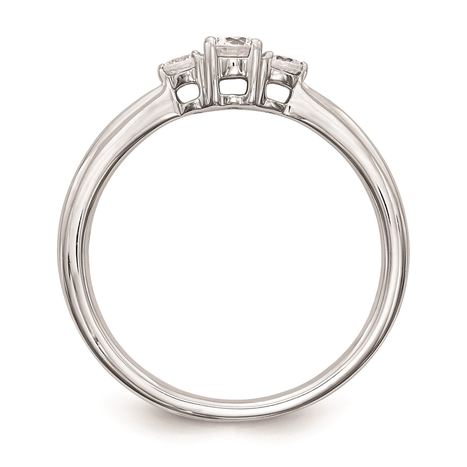 14k Real Solid White Gold 3 Stone 1/4 carat Round Diamond Promise Engagement Ring - JewelryAffairs