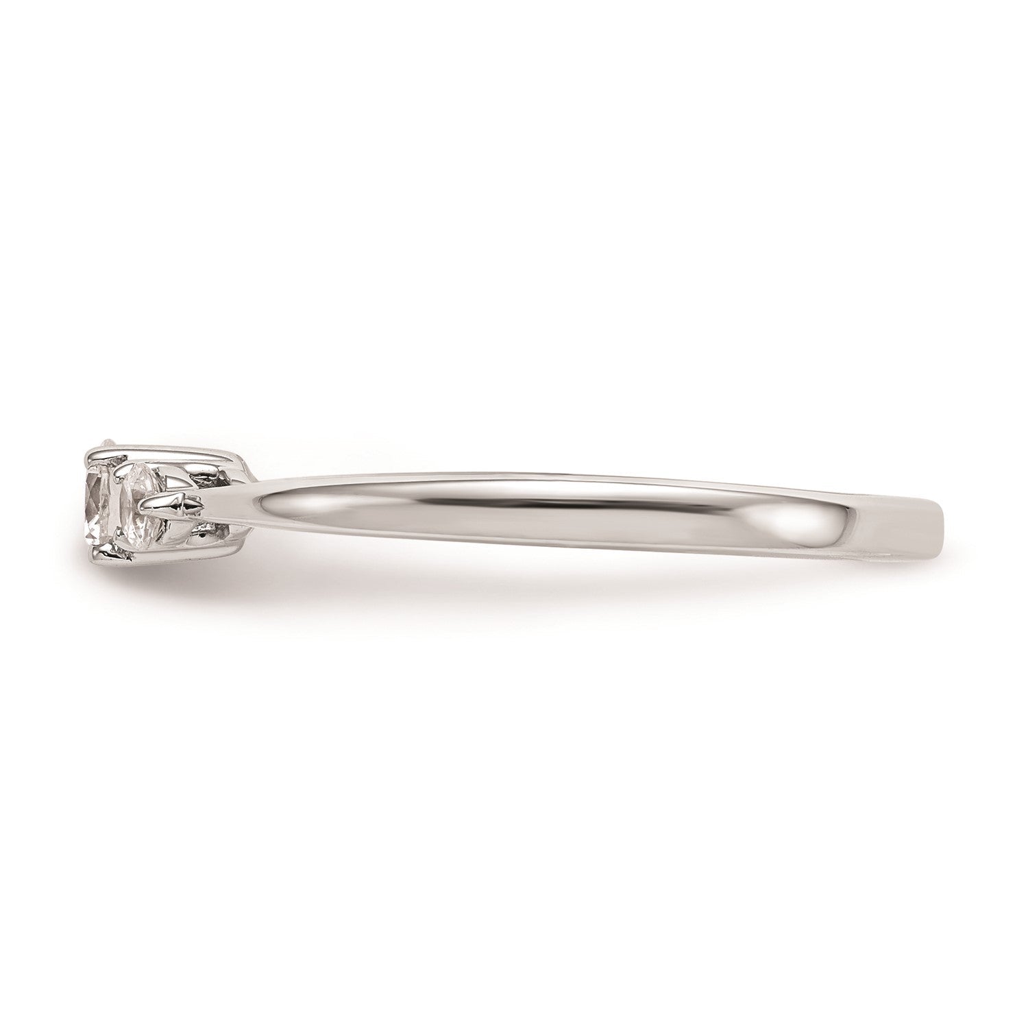 14k Real Solid White Gold 3 Stone 1/4 carat Round Diamond Promise Engagement Ring - JewelryAffairs