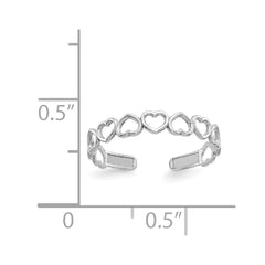 14k Real Solid White Gold Hearts Design Toe Adjustable Ring
